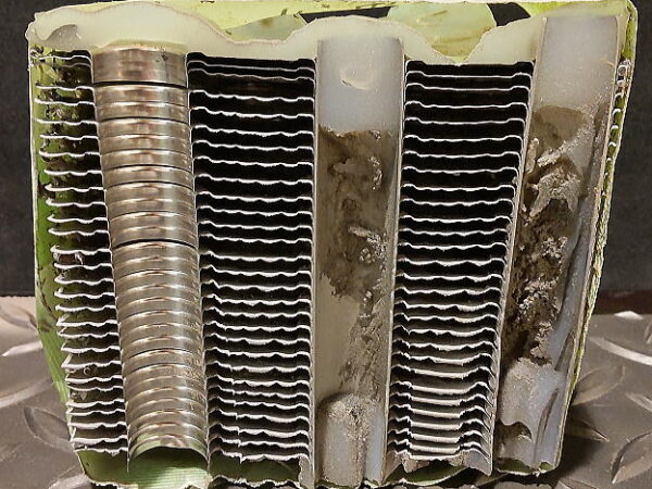 SUS管×SUSフィン製コイル検証ウォータージェット切断加工　