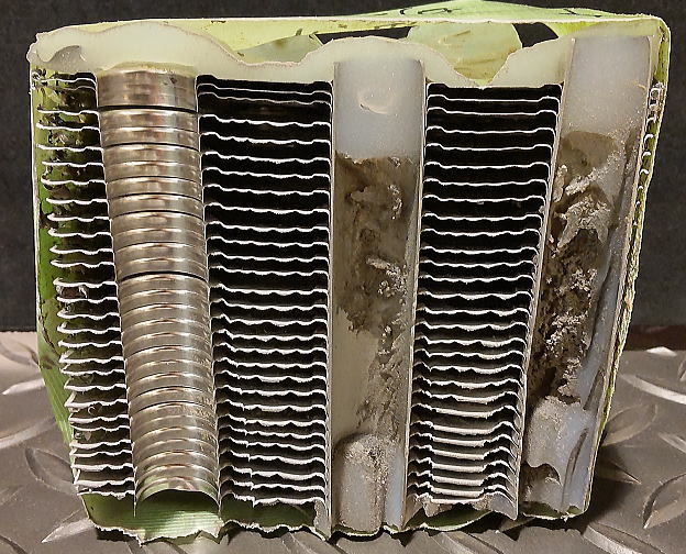 SUS管×SUSフィン製コイル検証ウォータージェット切断加工　